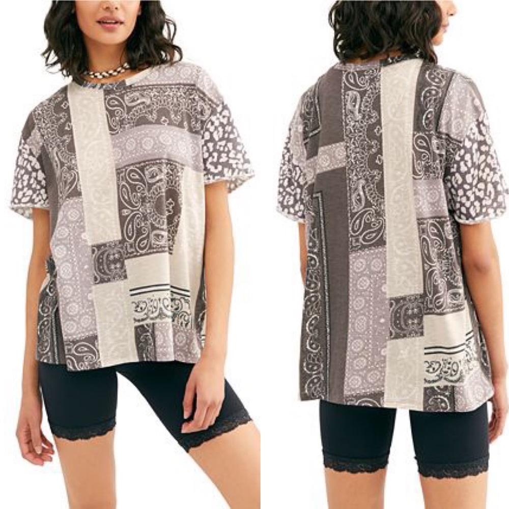 (NWT) FREE PEOPLE paisley print short sleeve tee